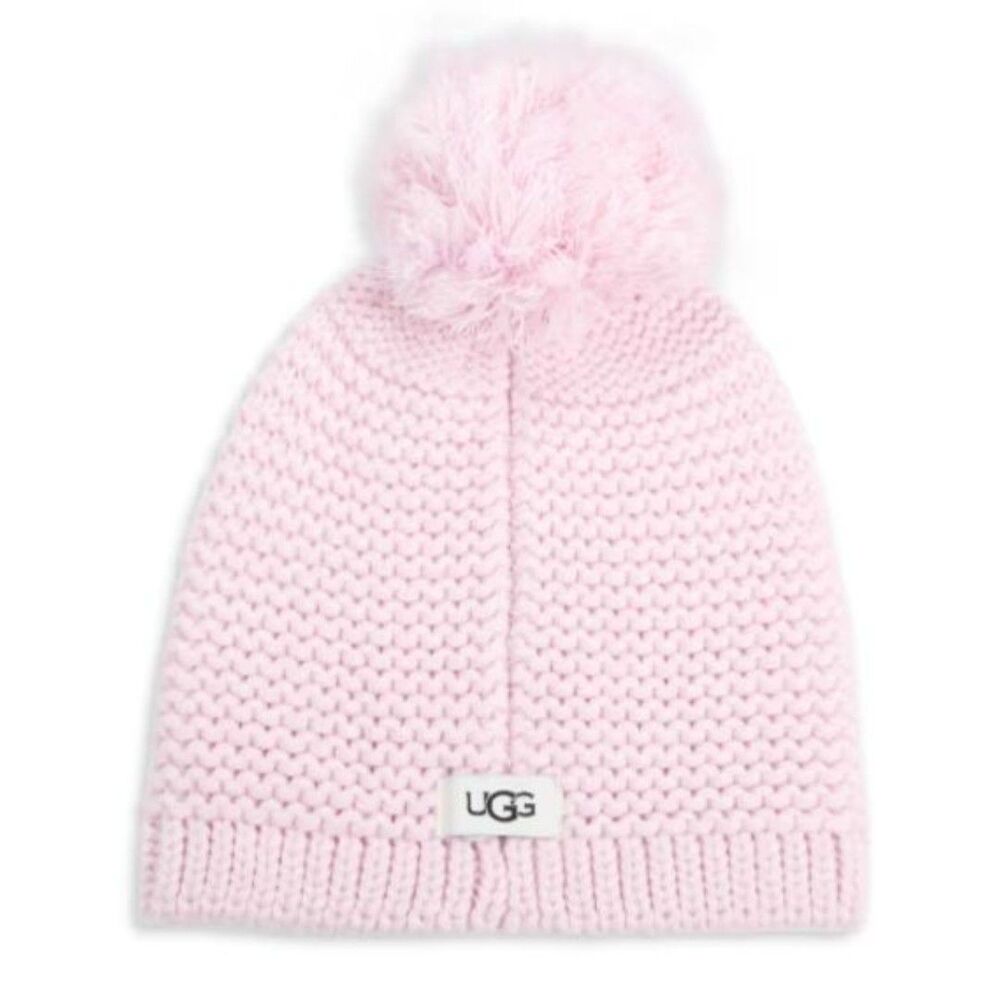 NWT WOMENS MEN'S UGG KNIT WOOL BLEND BEANIE POM HAT OSFA PINK